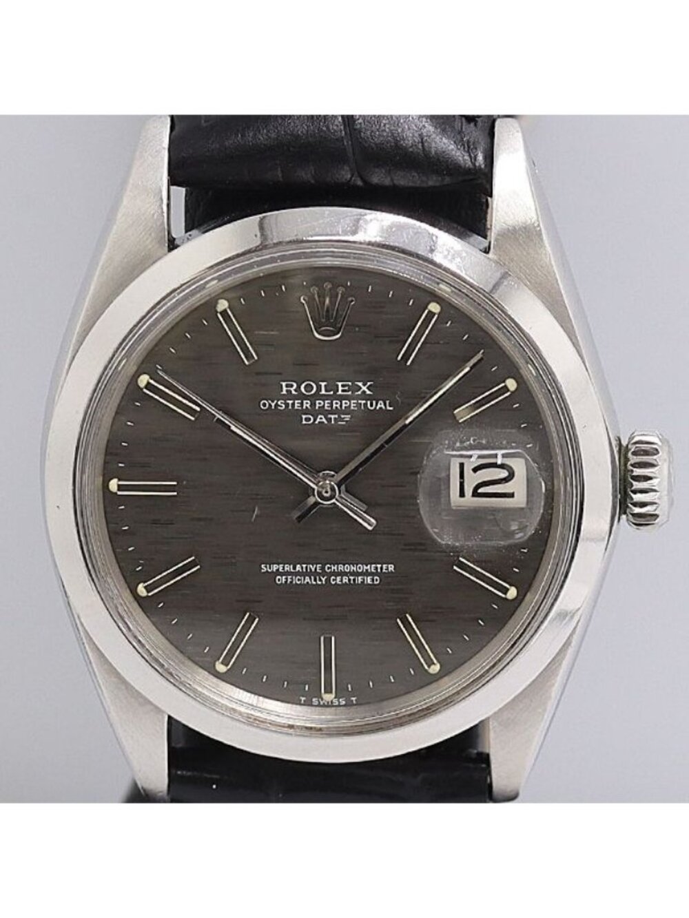 Rolex Oyster Perpetual Date Hand Wound Gray Dial Watch
